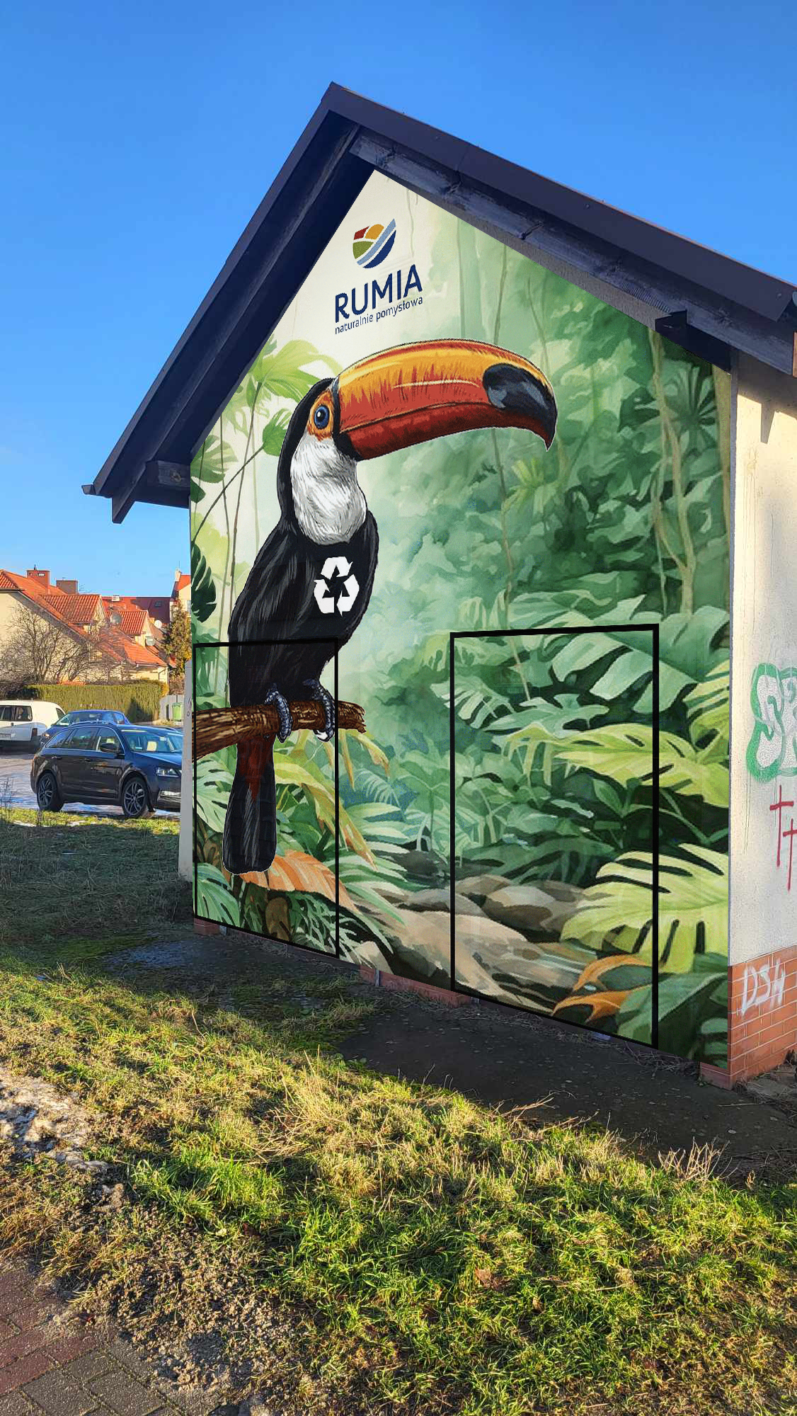 Wizualizacja muralu na stacji zlokalizowanej przy ul. Gdyńskiej