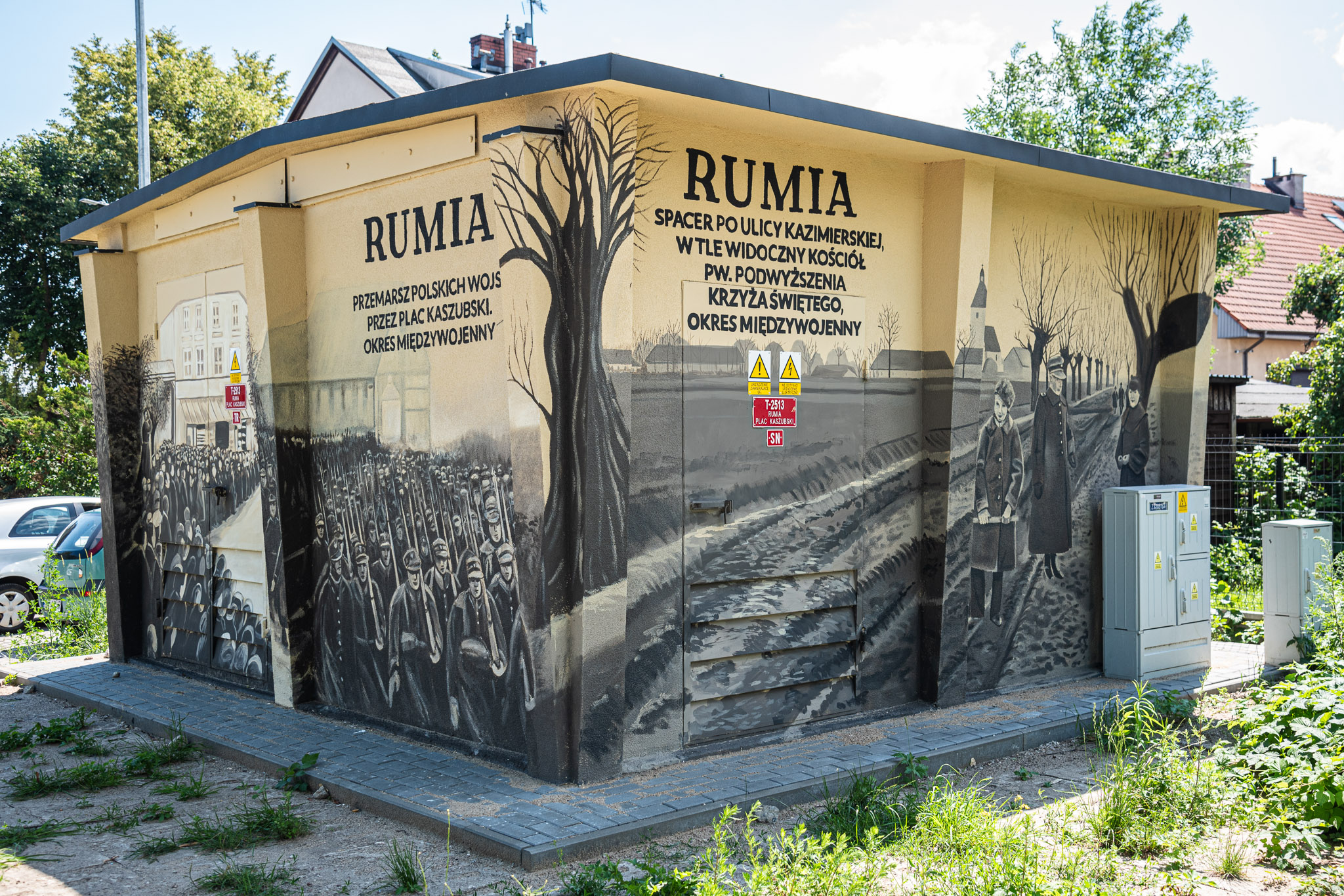 Mural historyczny na stacji transformatorowej przy ul. Lipowej