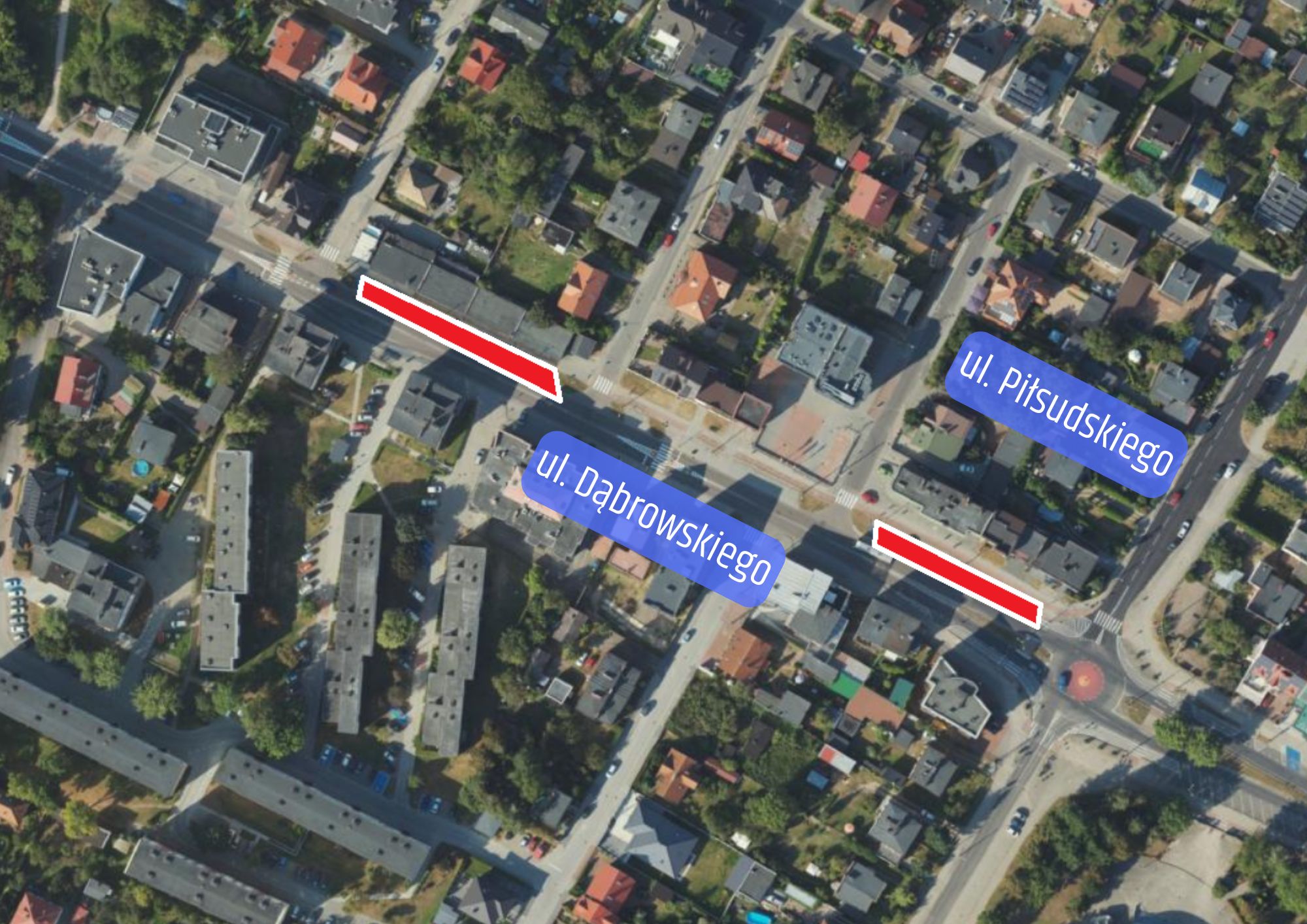 Mapka przedstawiająca wyłączone z ruchu parkingi