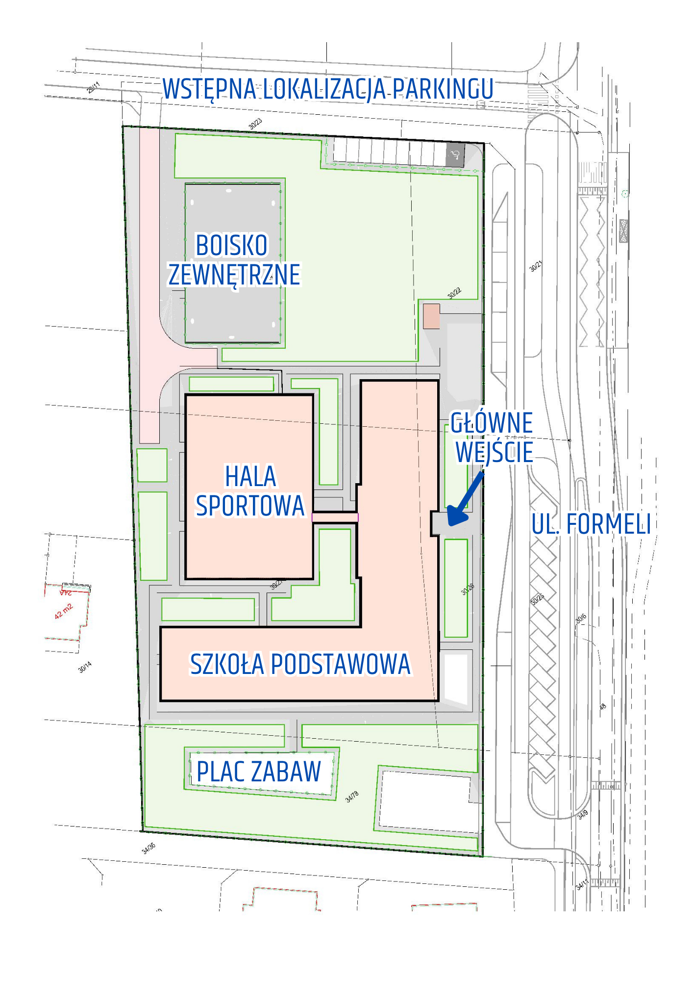 Projekt zagospodarowania terenu nowej szkoły podstawowej