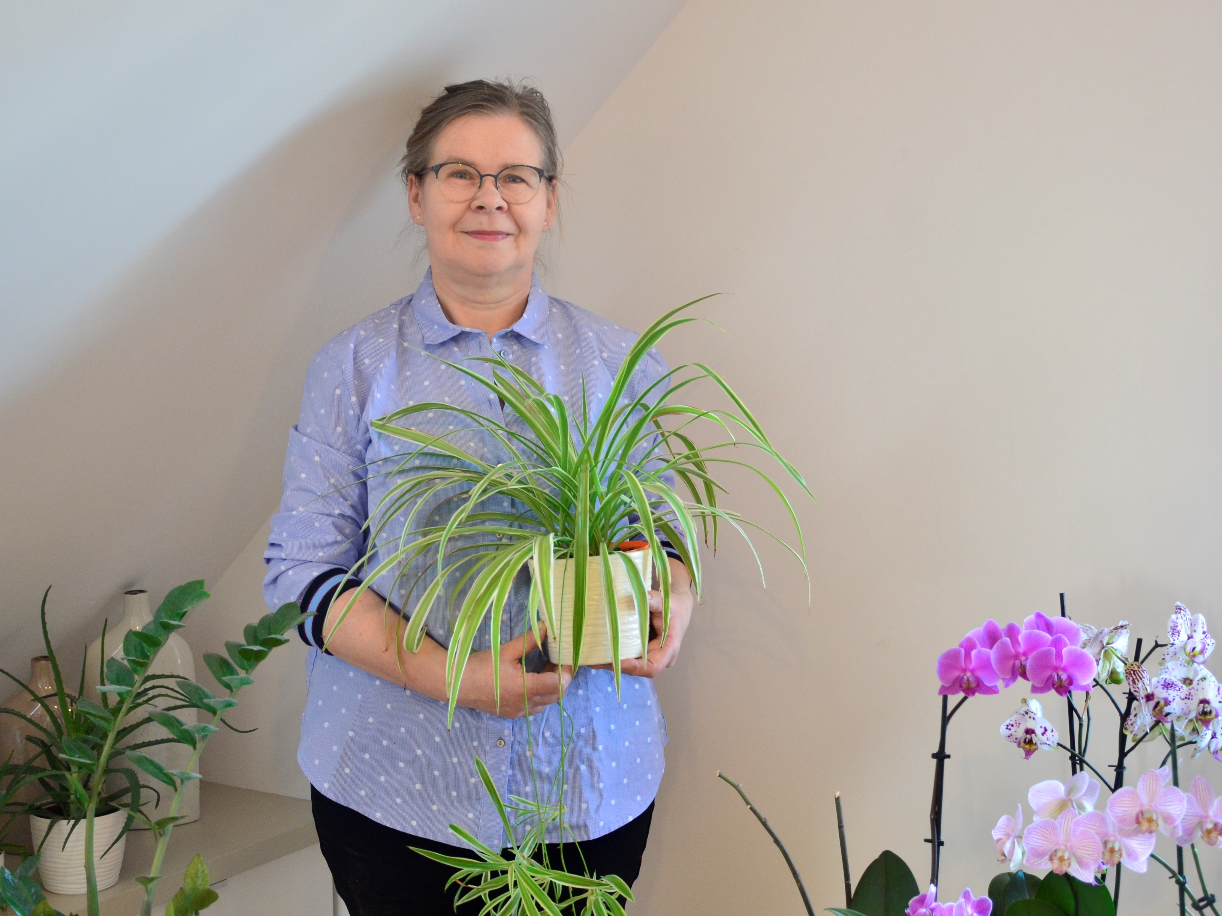 Pani Basia, mieszkanka Rumi od 25 lat, właścicielka kolekcji roślin
