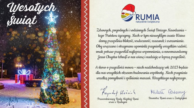 Świąteczno-noworoczne życzenia od władz Rumi 