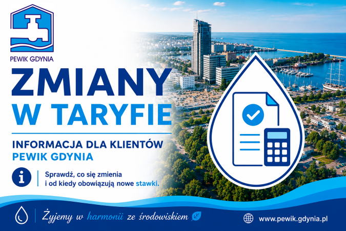 Komunikat PEWIK-u Gdynia: nowa taryfa za wodę i ścieki 