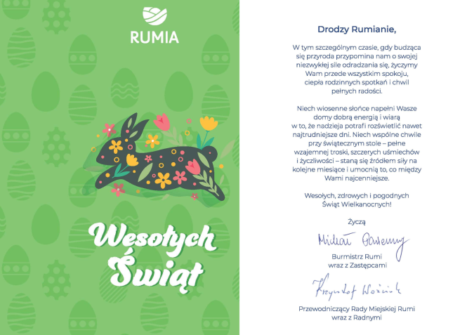 Życzenia wielkanocne od władz Rumi – 2026 rok