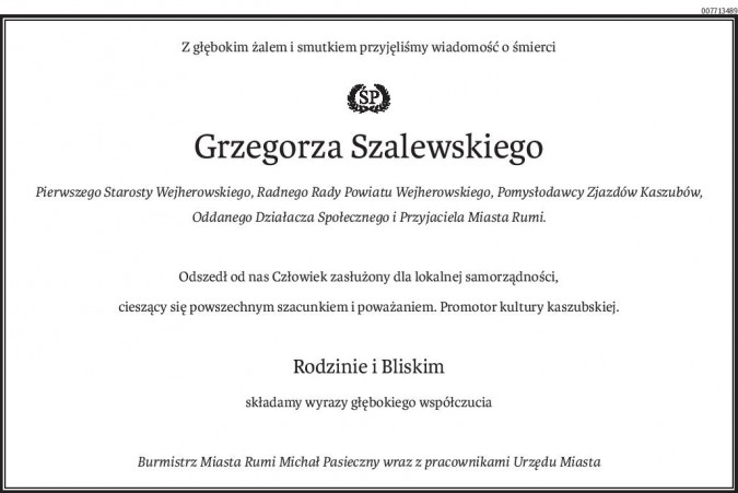 Odszedł dr Grzegorz Szalewski