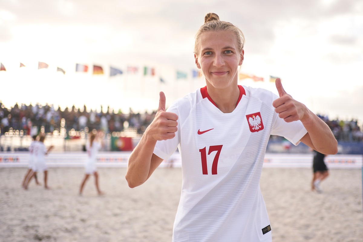 Wiktoria Słowy podczas zwycięskiego dla Polek turnieju Euro Beach Soccer League na Sardynii, fot. Beach Soccer Worldwide