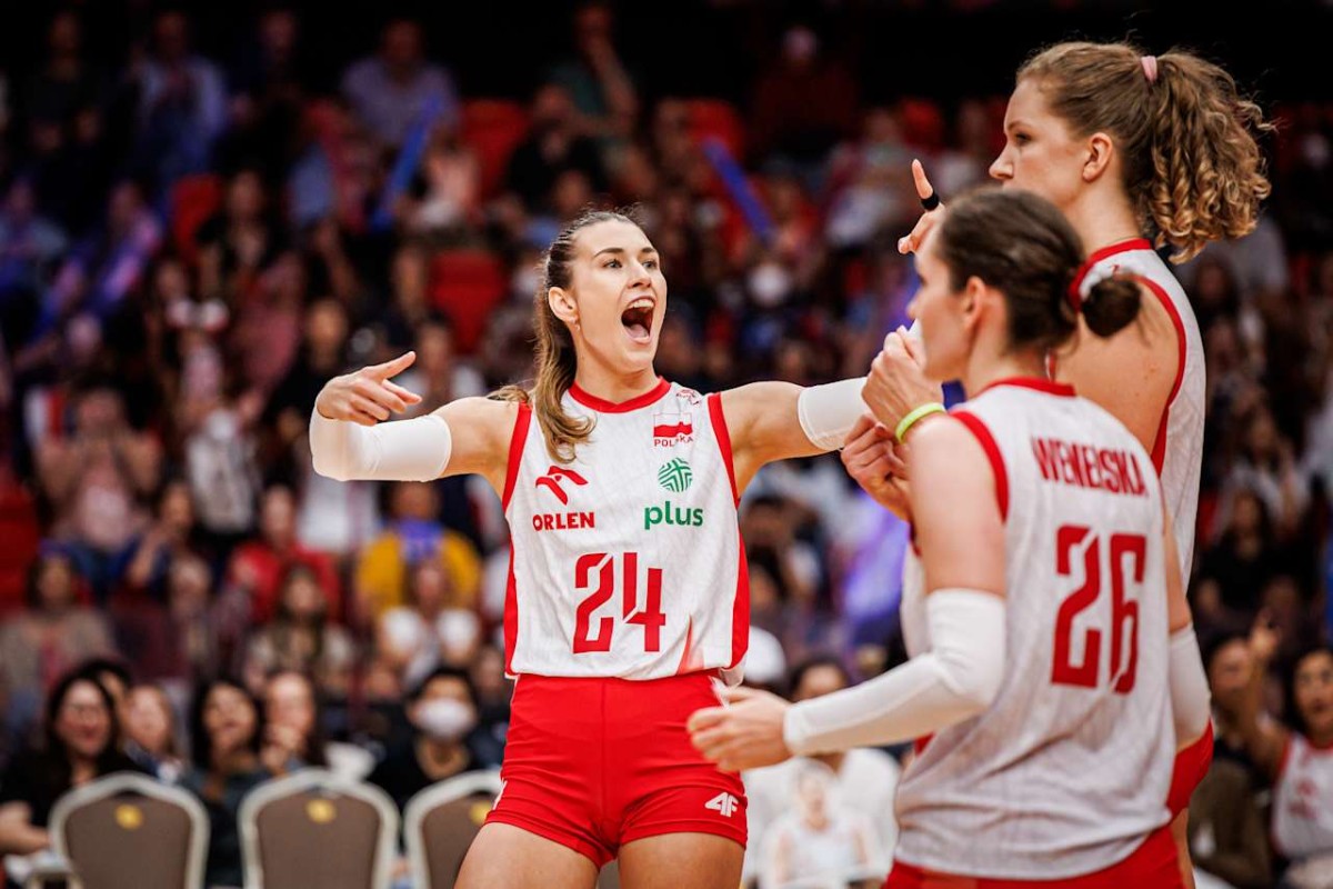 Paulina Damaske podczas meczu z Belgią na mistrzostwach świata w sierpniu 2025 roku. Źródło: volleyball.world