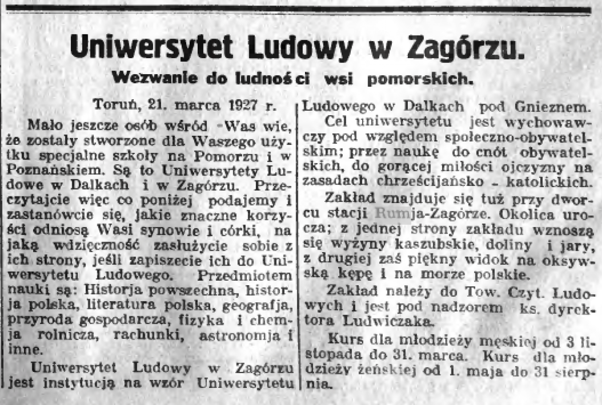 Rumia w archiwalnej prasie: Słowo Pomorskie z 8 kwietnia 1927 r.