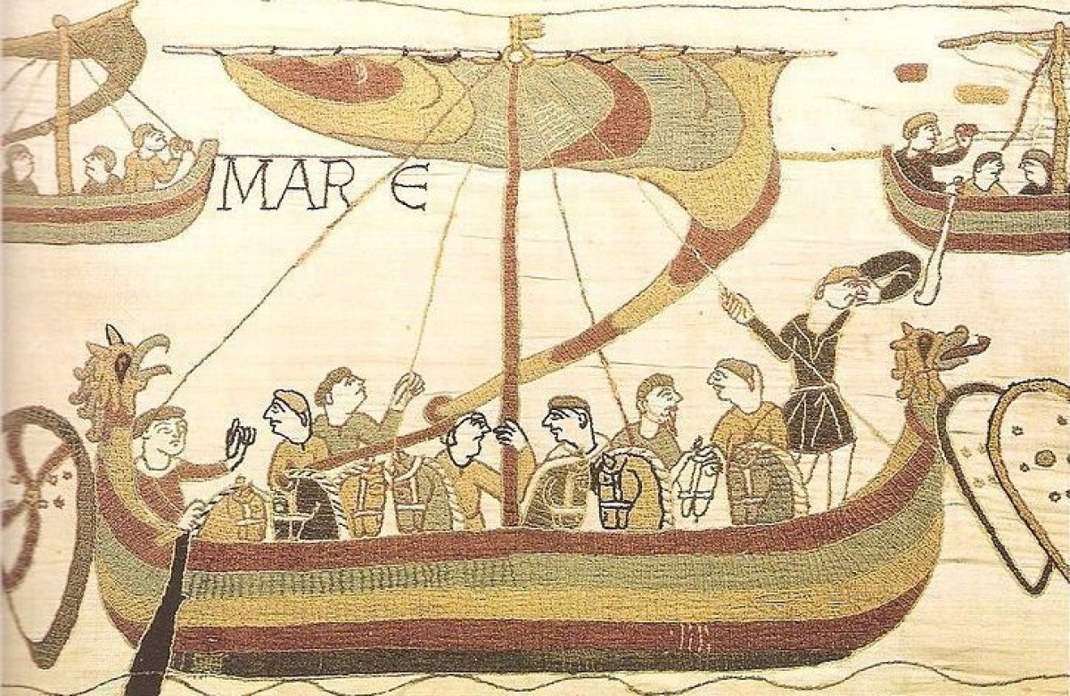 Wikińska łódź przedstawiona na Tkaninie z Bayeux, XI w.